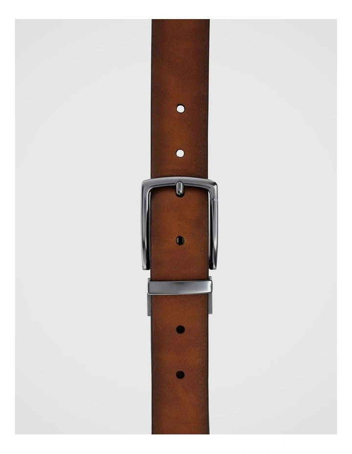 Textured Reversible Belt in Tan/Black image 1