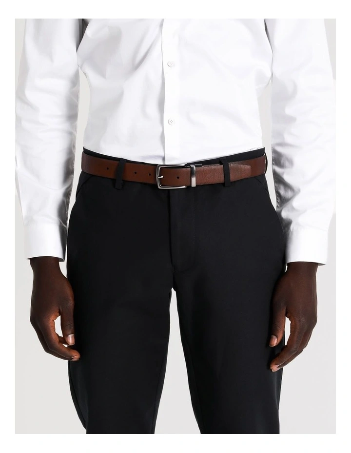 Textured Reversible Belt in Tan/Black image 2