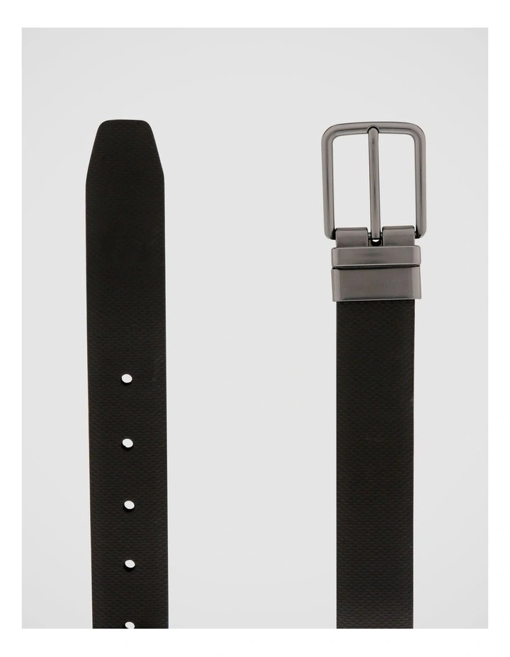 Pin Buckle Reversible Belt 32mm in Black/Tan image 3