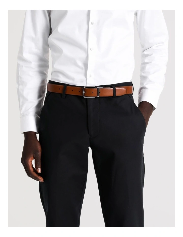 Pin Buckle Reversible Belt 32mm in Black/Tan image 4