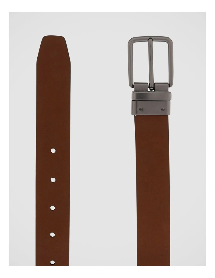 Pin Buckle Reversible Belt 32mm in Black/Tan image 5