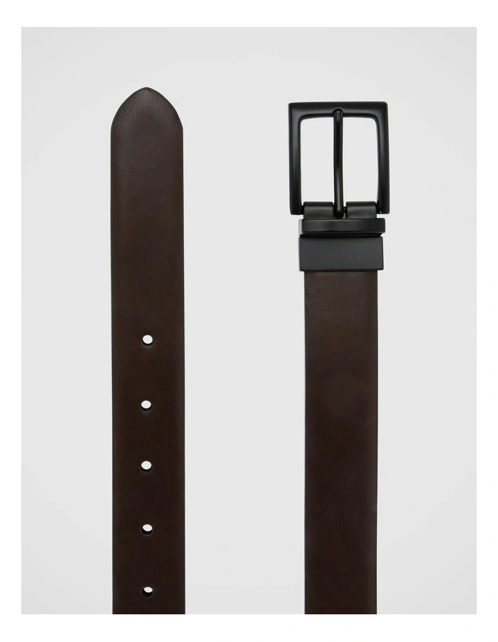 Pin Buckle Reversible Belt 32mm in Brown/Tan image 2