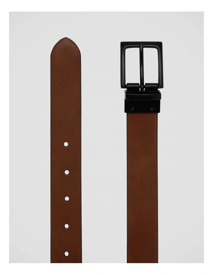 Pin Buckle Reversible Belt 32mm in Brown/Tan image 3