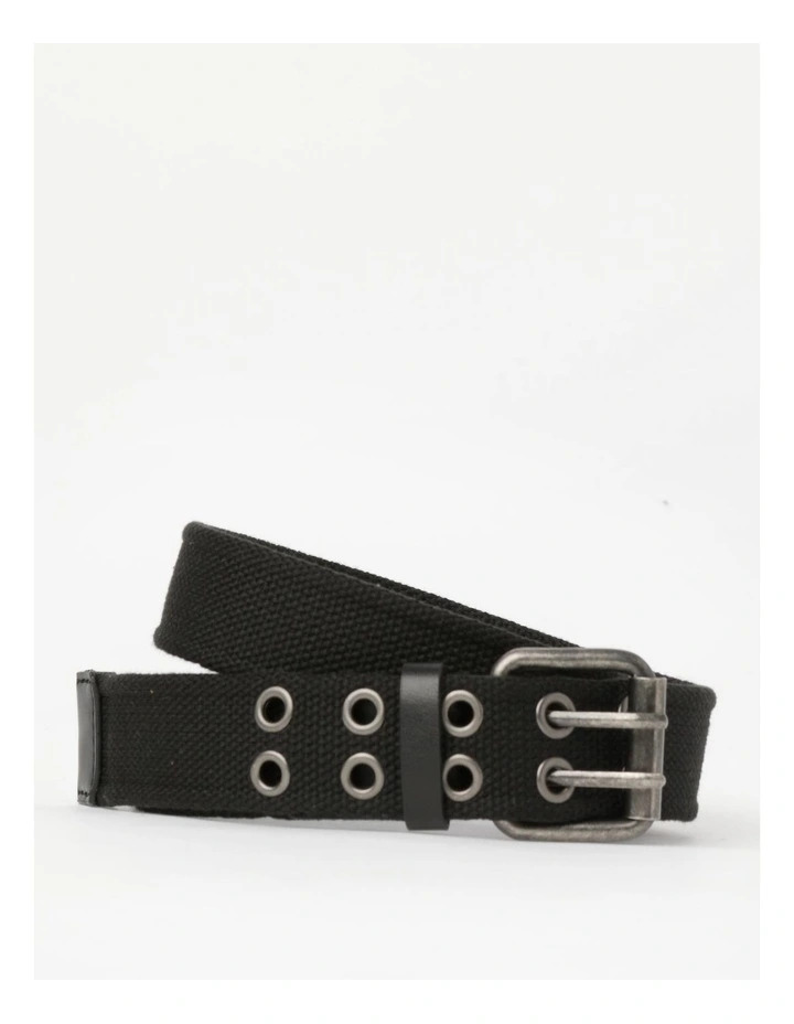 Eyelet Roller Buckle Webbing Belt in Black image 1