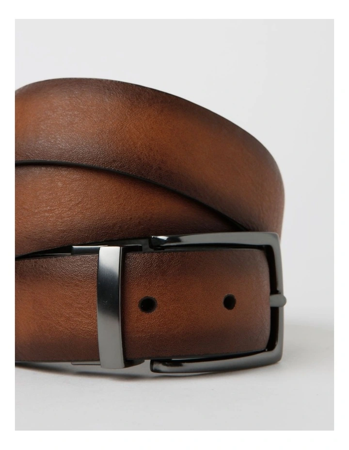 Pin Buckle Reversible Belt in Black image 3