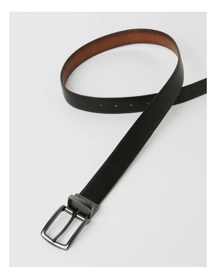 Pin Buckle Reversible Belt in Black image 6