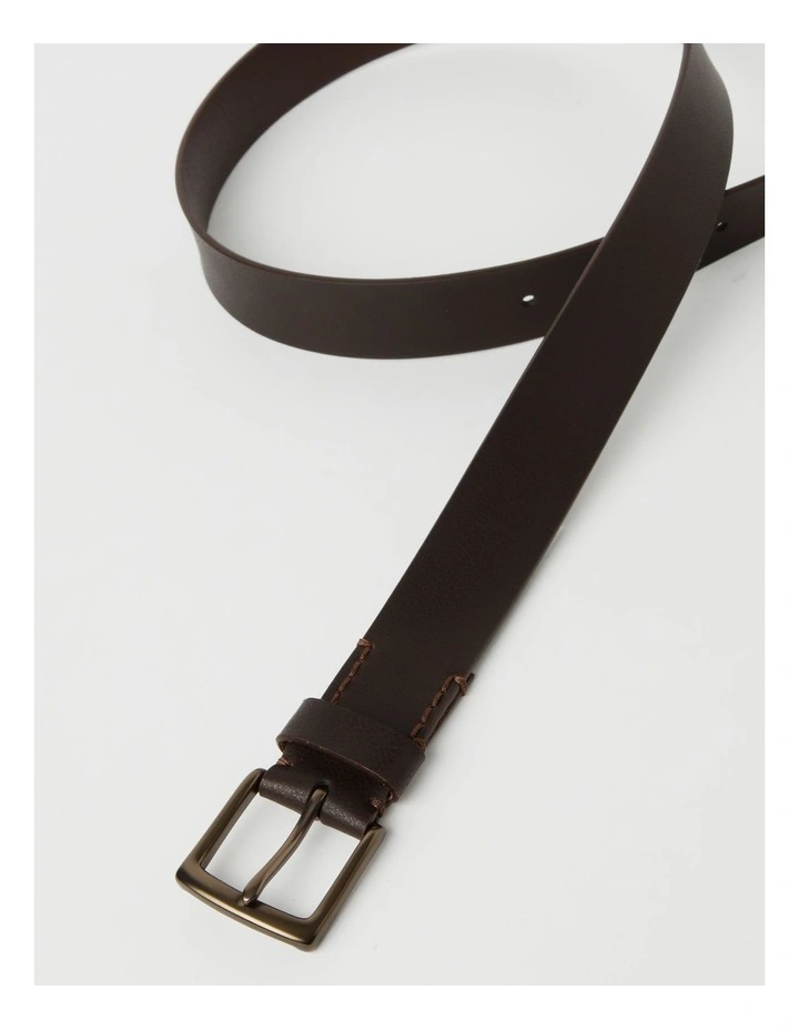 Casual Leather Belt in Dark Brown image 4
