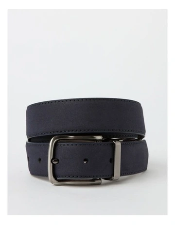 Reversible Suede Belt in Navy