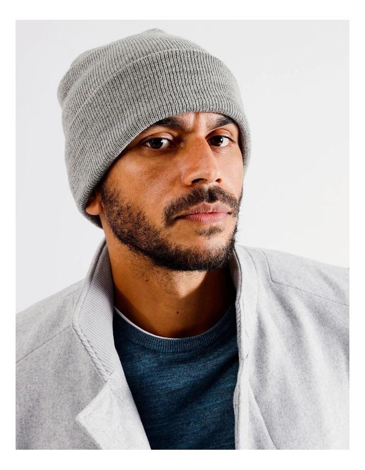 Essential Fine Knit Beanie in Grey image 4