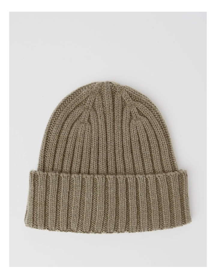 Chunky Rib Beanie in Beige image 1