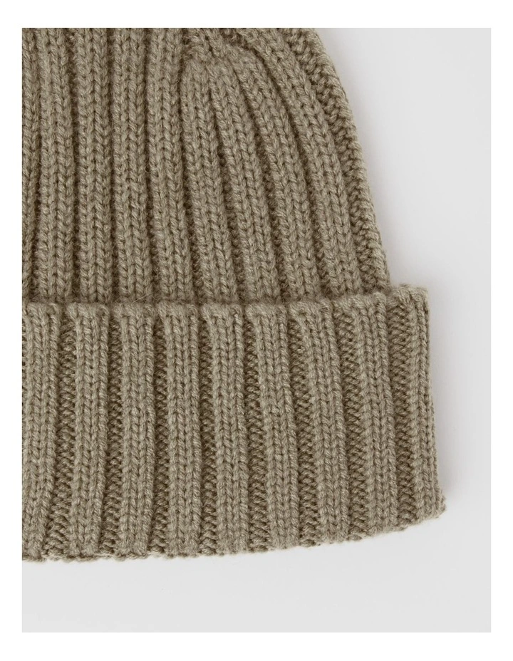 Chunky Rib Beanie in Beige image 3