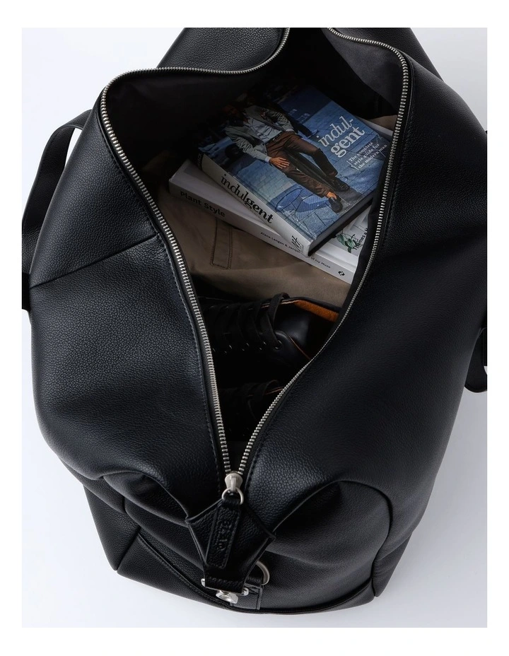 Luxe Pebbled PU Weekender in Black image 3