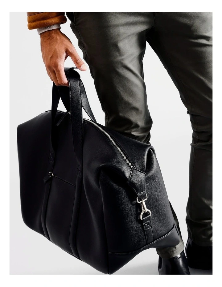 Luxe Pebbled PU Weekender in Black image 5