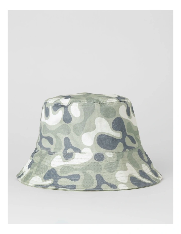 Reversible Bucket Hat with Removable Drawstring in Multi image 1