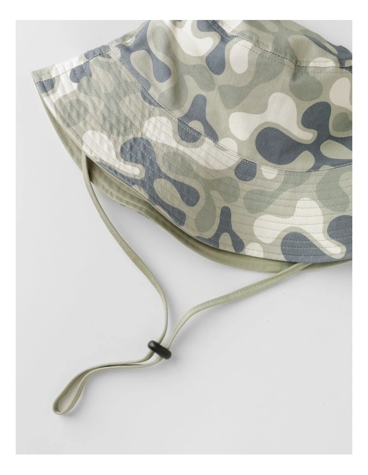 Reversible Bucket Hat with Removable Drawstring in Multi image 2