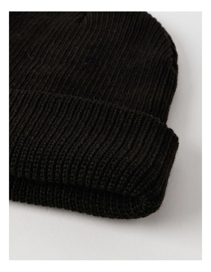 Essential Knit Beanie in Black image 3