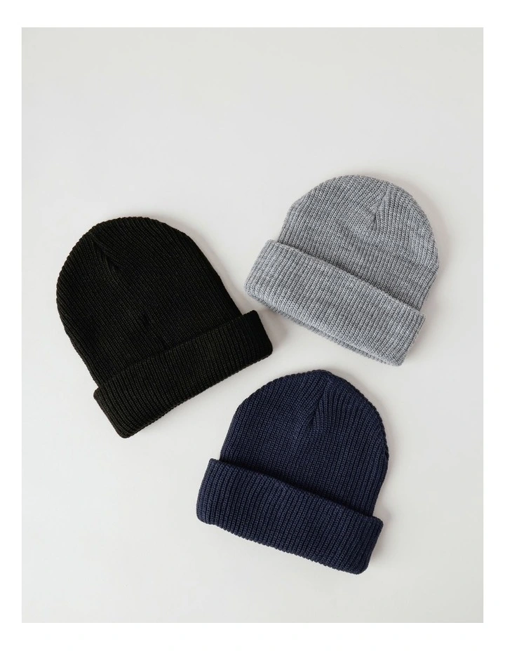 Essential Knit Beanie in Black image 4