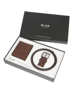 Wallet and Belt Gift Set in Brown