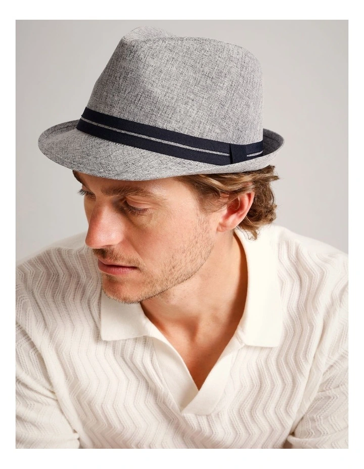Woven Trilby Hat in Navy image 2