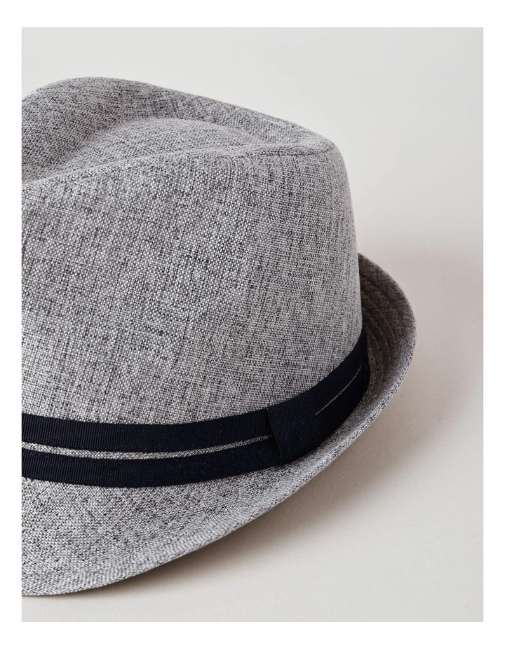Woven Trilby Hat in Navy image 3