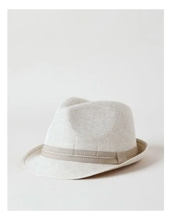 Woven Trilby Hat in Beige