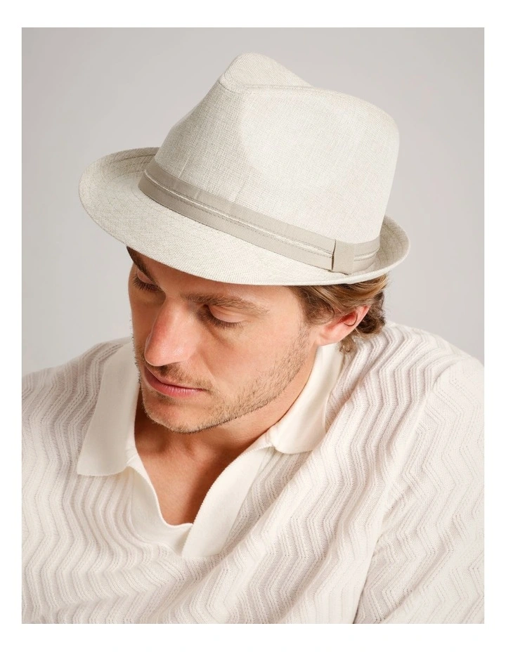 Woven Trilby Hat in Beige image 2