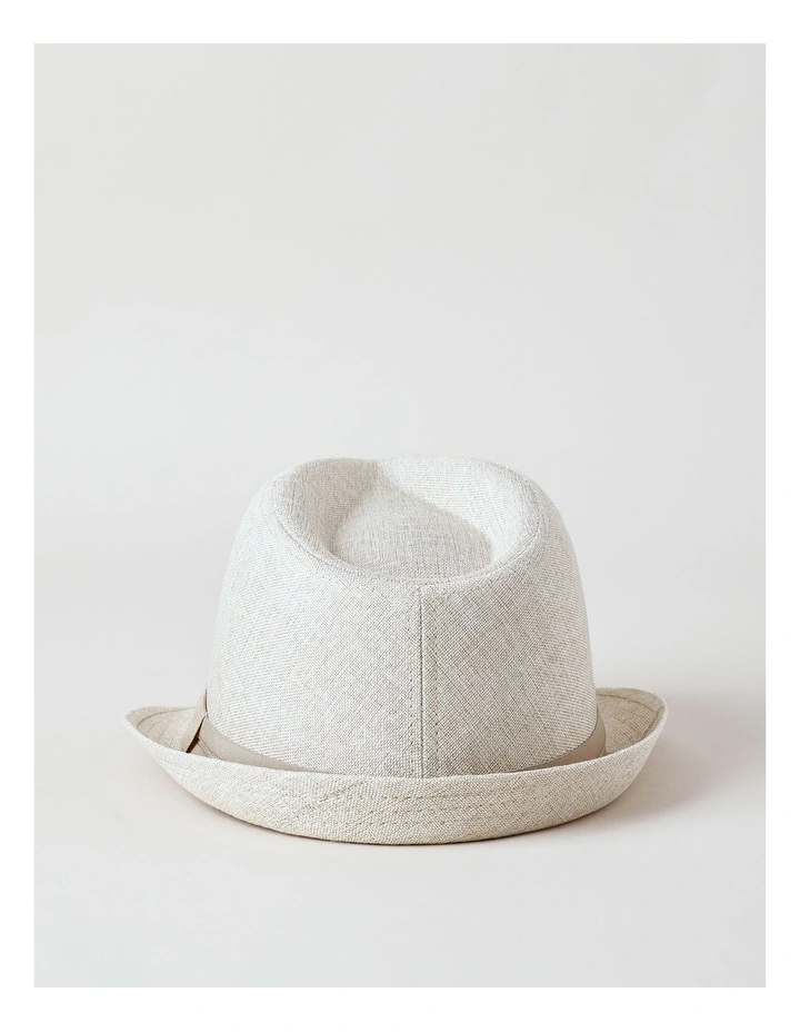Woven Trilby Hat in Beige image 4