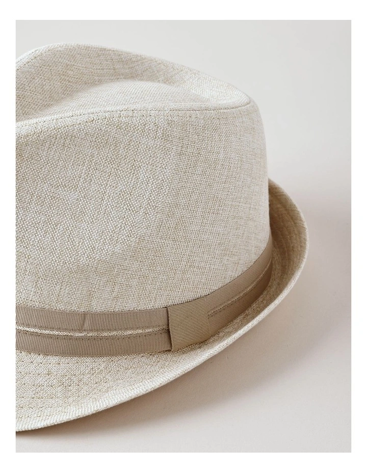 Woven Trilby Hat in Beige image 5