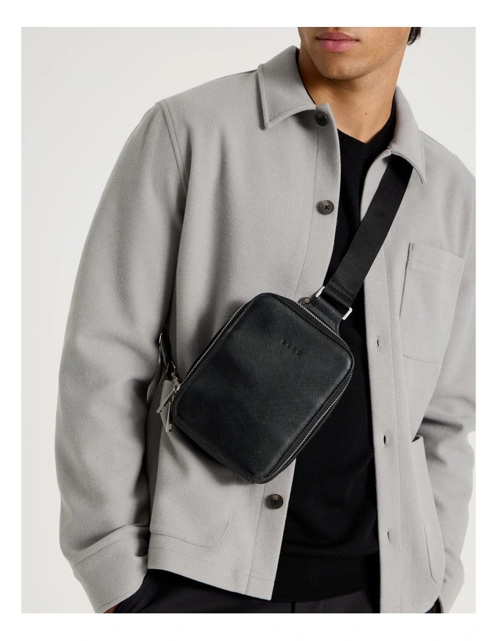 Saffiano Crossbody Bag in Black image 4