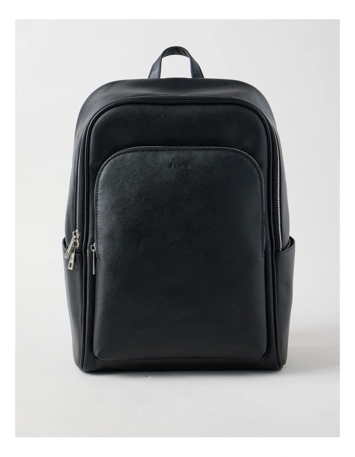 Saffiano Backpack Bag in Black image 1