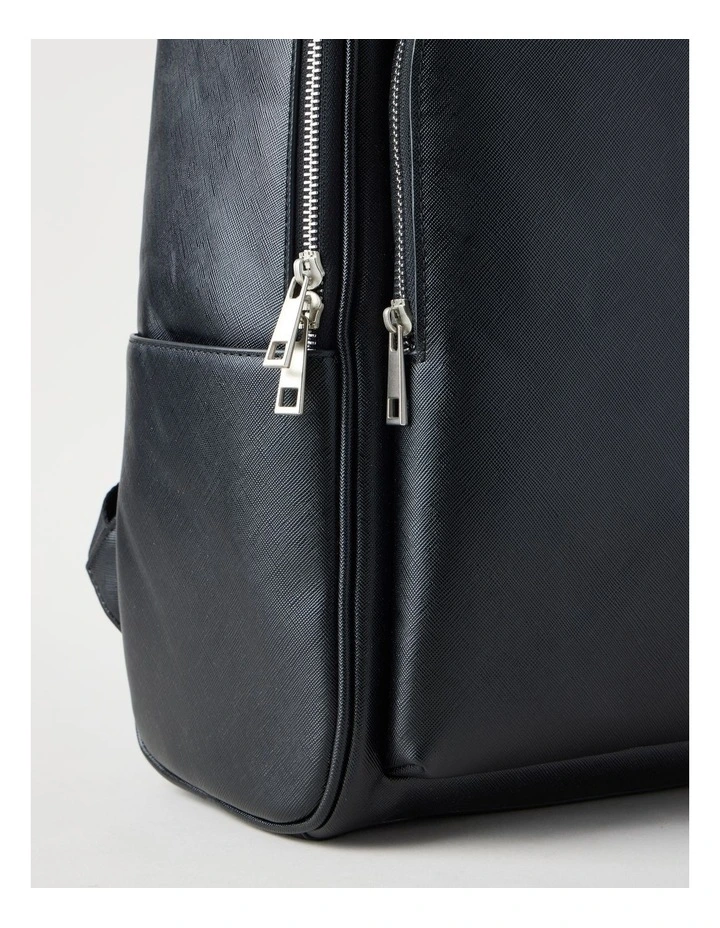 Saffiano Backpack Bag in Black image 3