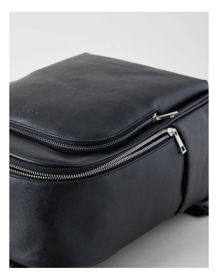 Saffiano Backpack Bag in Black image 4