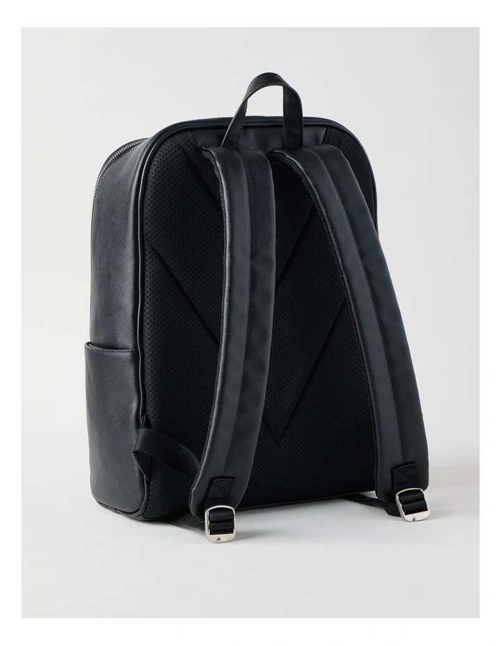 Saffiano Backpack Bag in Black image 5