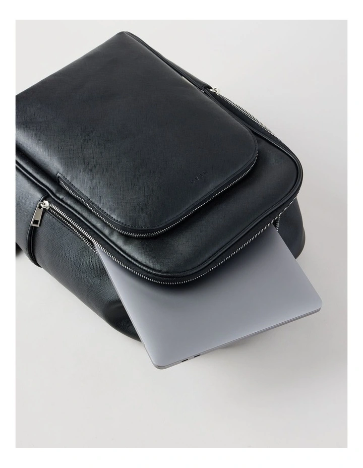 Saffiano Backpack Bag in Black image 7