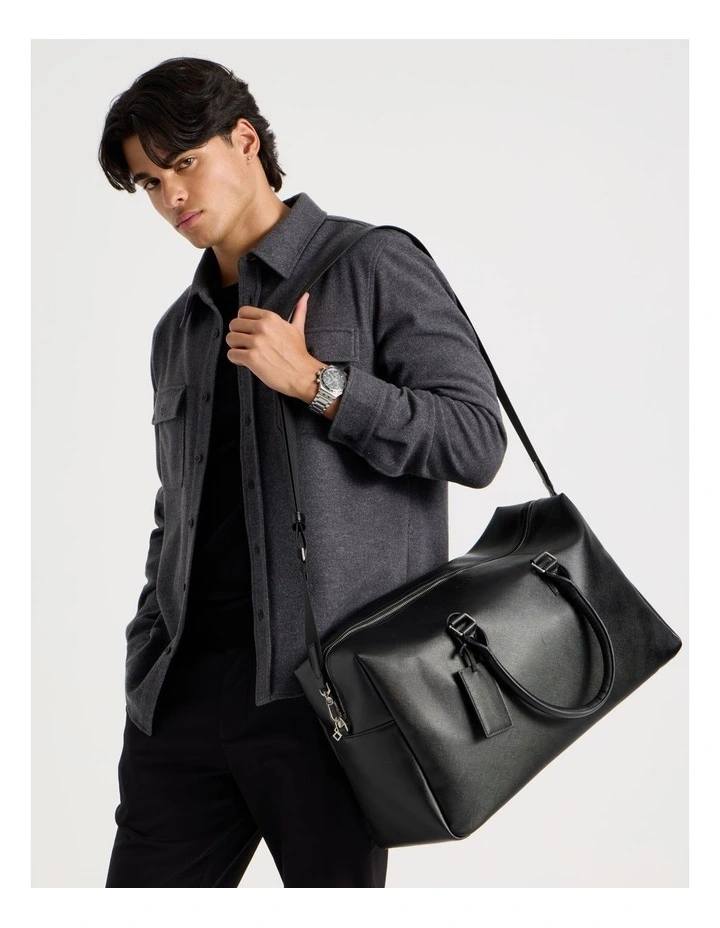 Saffiano Weekender Bag in Black image 2