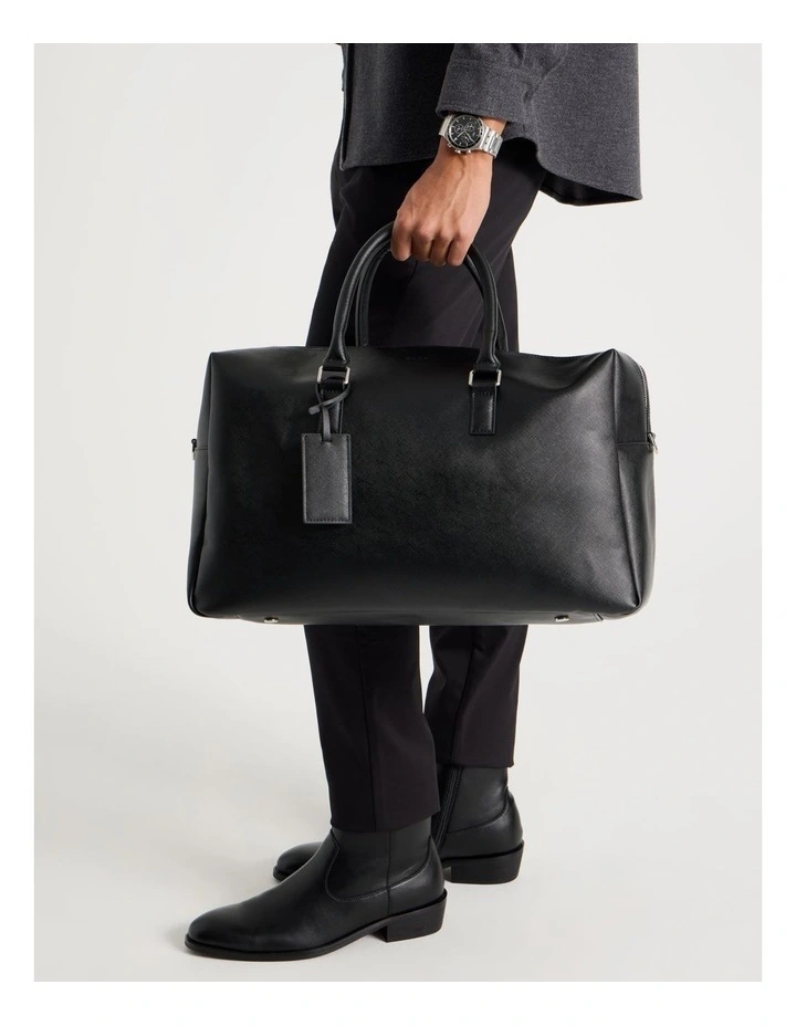 Saffiano Weekender Bag in Black image 4