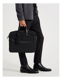 Nylon And PU Leather Laptop Bag in Black