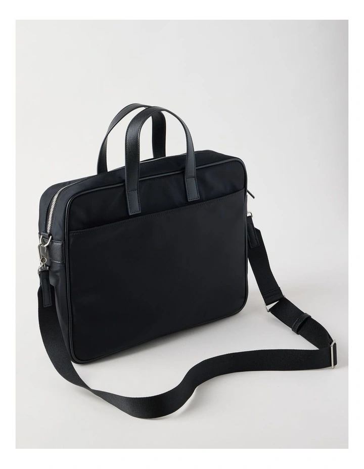 Nylon And PU Leather Laptop Bag in Black image 3
