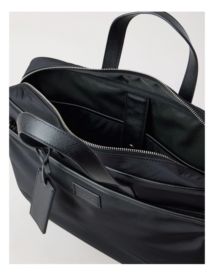 Nylon And PU Leather Laptop Bag in Black image 4