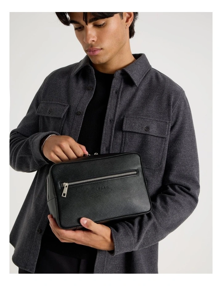 Saffiano Toiletry Bag in Black image 2