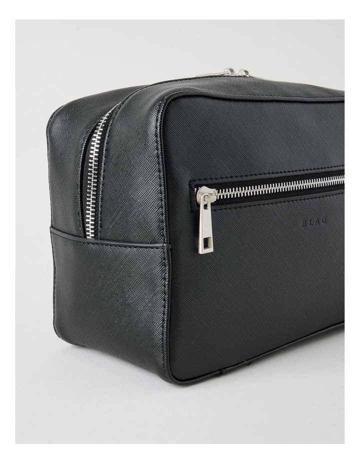 Saffiano Toiletry Bag in Black image 5