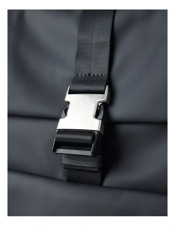 Rubberised Backpack Bag in Black image 3