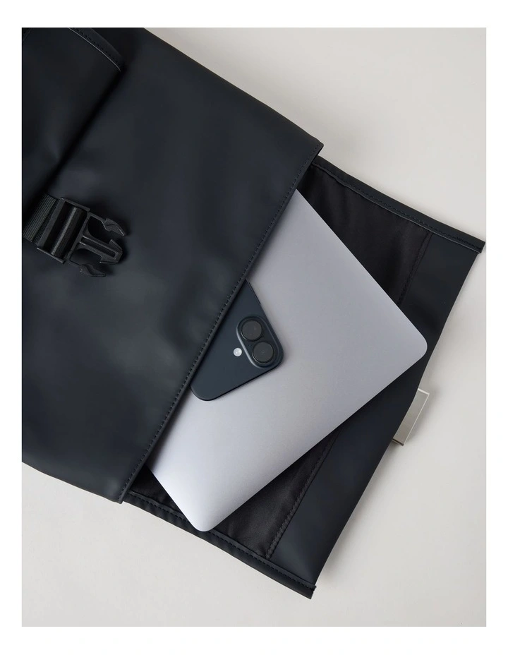Rubberised Backpack Bag in Black image 5