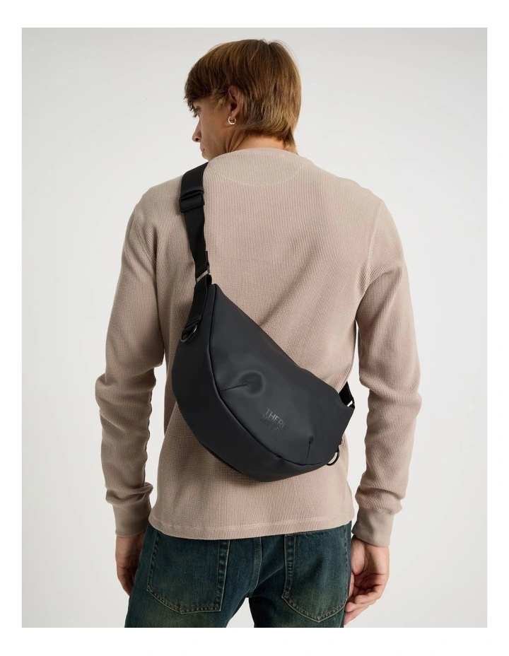 Rubberised Crossbody Bag in Black image 2