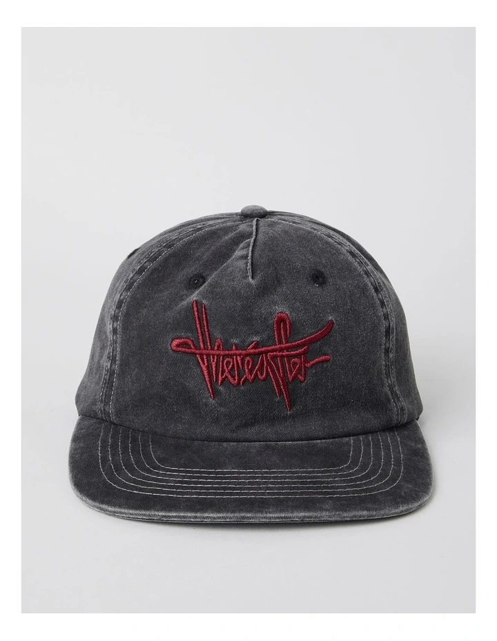 4 Panel Flat Brim Washed Cap in Black image 1