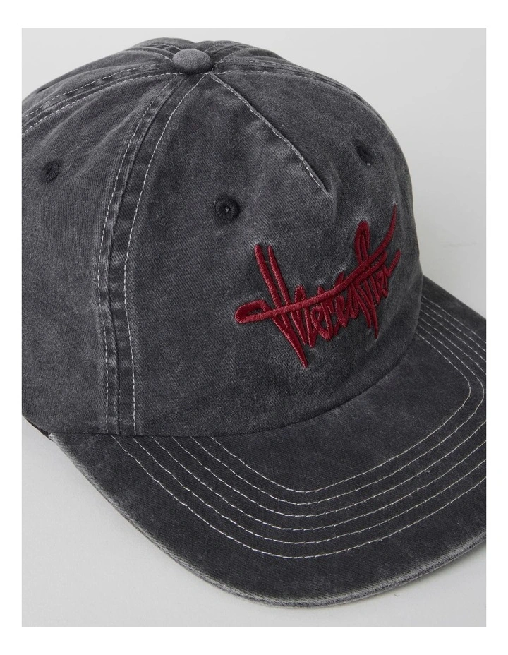 4 Panel Flat Brim Washed Cap in Black image 3