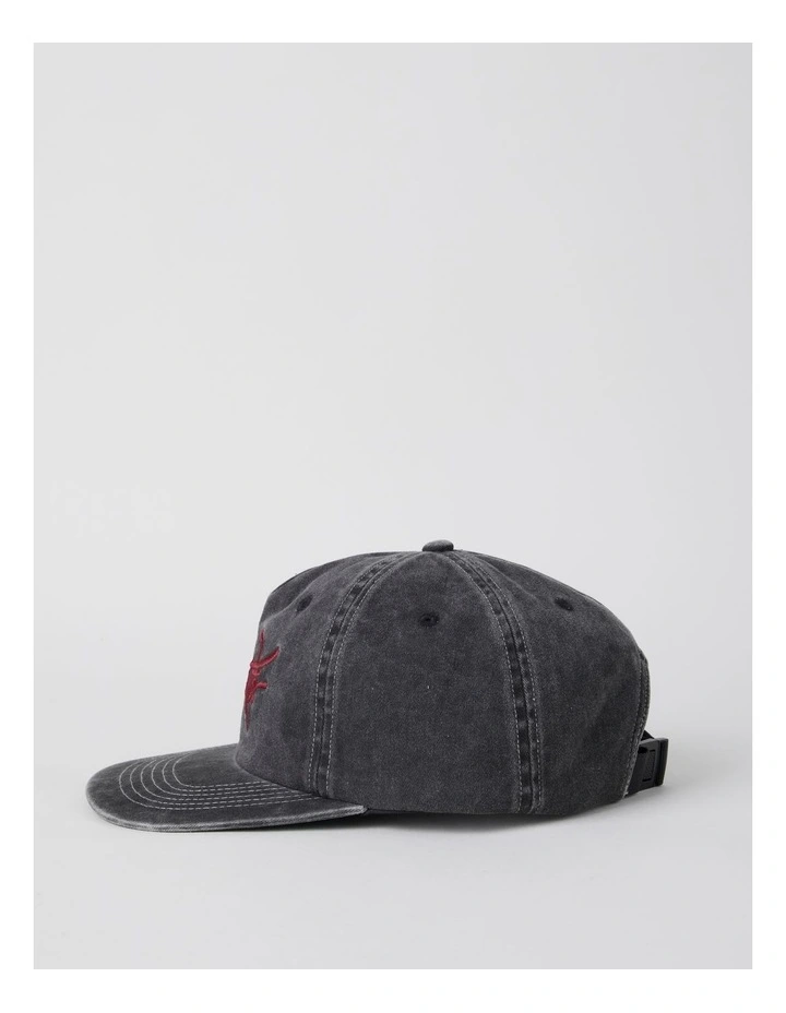 4 Panel Flat Brim Washed Cap in Black image 5