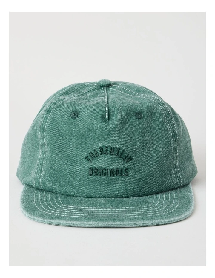 4 Panel Flat Brim Washed Cap Hat in Green image 1