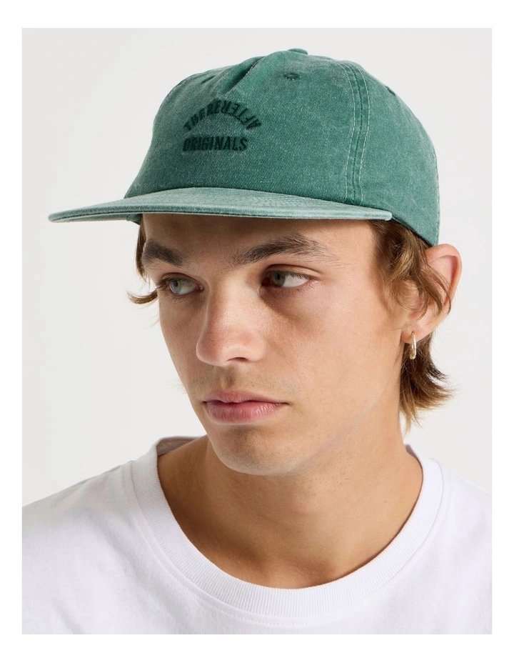 4 Panel Flat Brim Washed Cap Hat in Green image 4