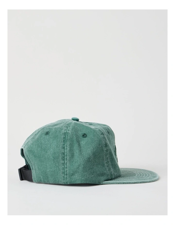 4 Panel Flat Brim Washed Cap Hat in Green image 5